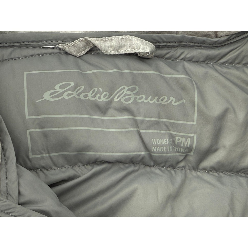 Eddie Bauer EB650 Down Puffer Jacket Women's PM Petite Medium Silver Lightweight - Picture 3 of 8